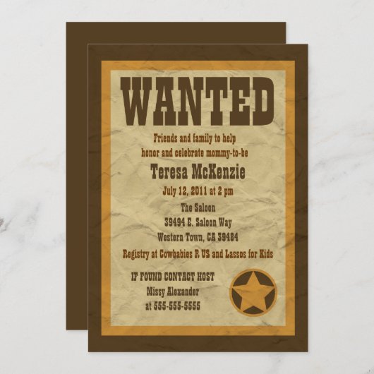 Gezocht Baby shower-uitnodiging Kaart (Voorkant / Achterkant)