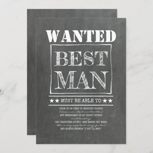 Gezocht Beste man Groomsman Funny Voorstel (Voorkant / Achterkant)