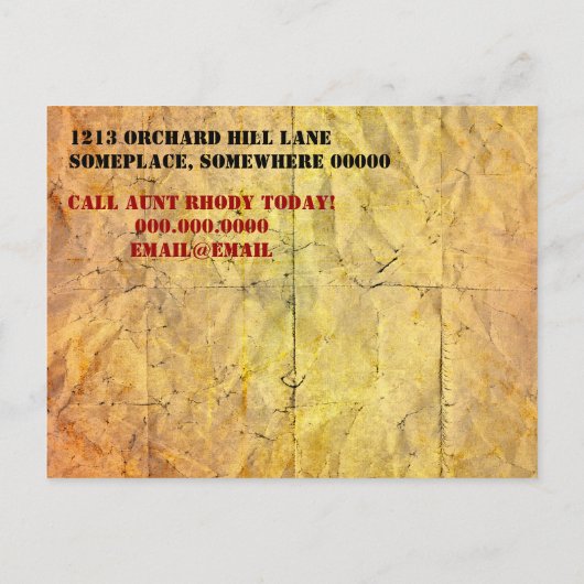 Gezocht Bewaar de datum Verouderd papier briefkaar Aankondigingskaart (Achterkant)