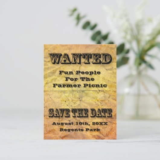 Gezocht Bewaar de datum Verouderd papier briefkaar Aankondigingskaart (Staand voorkant)