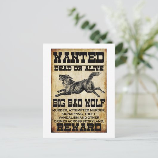 Gezocht: Big Bad Wolf Briefkaart (Staand voorkant)