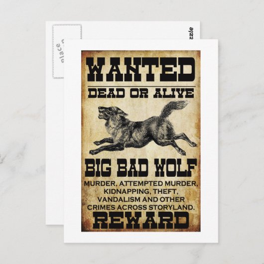 Gezocht: Big Bad Wolf Briefkaart (Voorkant / Achterkant)
