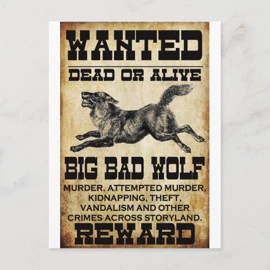 Gezocht: Big Bad Wolf Briefkaart (Voorkant)