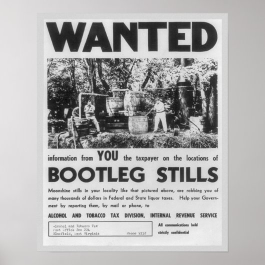 Gezocht: Bootleg Stills, 1949. Vintage Poster (Voorkant)