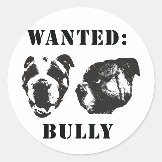 "Gezocht: Bully" Engelse bulldog Sticker (Voorkant)