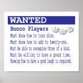Gezocht Bunco Poster van Spelers (Voorkant)