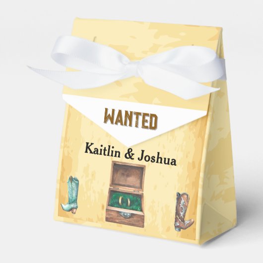 GEZOCHT 🤠  Cowboy Boots Wedding Bedankdoosjes (Voorkant Zijde)