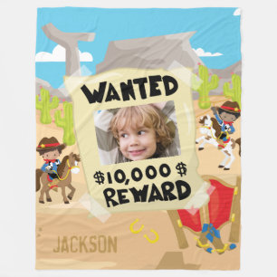 Gezocht Cowboy met foto en naam, kleine jongen Fleece Deken