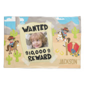 Gezocht Cowboy met foto en naam, kleine jongen Kussensloop (Achterkant)