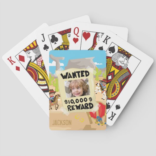 Gezocht Cowboy met foto en naam, kleine jongen Pokerkaarten (Achterkant)