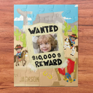 Gezocht Cowboy met foto en naam, Little Boy Legpuzzel