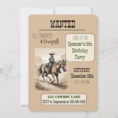 GEZOCHT Cowboy Verjaardagsfeestje - Riding Cowboy Kaart (Voorkant)