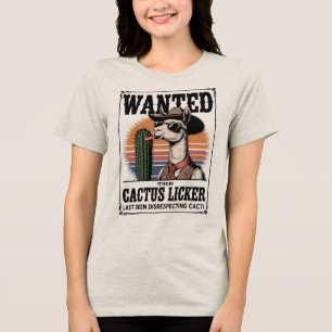 Gezocht: De Cactus Licker - Grappige Cowboy Lama Tri-Blend Shirt