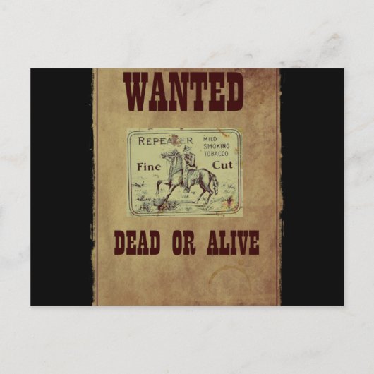Gezocht dood of levend briefkaart (Voorkant)