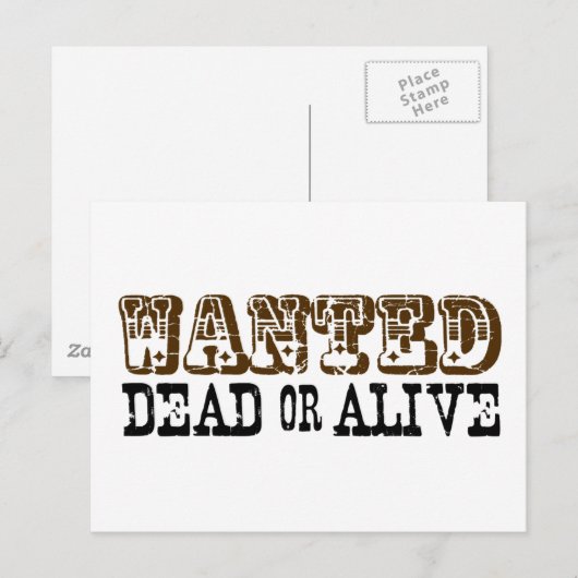 Gezocht dood of levend briefkaart (Voorkant / Achterkant)