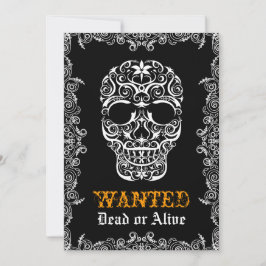 Gezocht dood of levend Halloween schedel uitnodigi Kaart