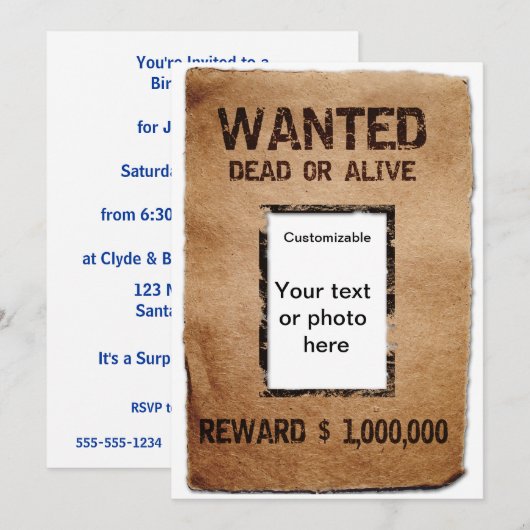 Gezocht dood of levend Poster Kaart (Voorkant / Achterkant)