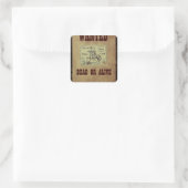 Gezocht dood of levend vierkante sticker (Tas)