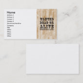 Gezocht dood of levend visitekaartje (Voorkant / Achterkant)