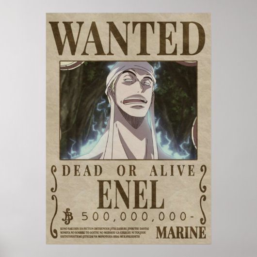 Gezocht één stuk Enel Poster (Voorkant)