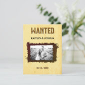 GEZOCHT Foto 🤠 Rustieke Westerne bruiloft RSVP Kaartje (Staand voorkant)