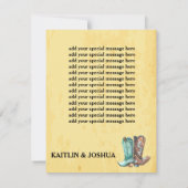 GEZOCHT Foto 🤠 Rustieke Westerne bruiloft RSVP Kaartje (Achterkant)