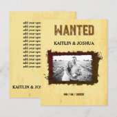 GEZOCHT Foto 🤠 Rustieke Westerne bruiloft RSVP Kaartje (Voorkant / Achterkant)