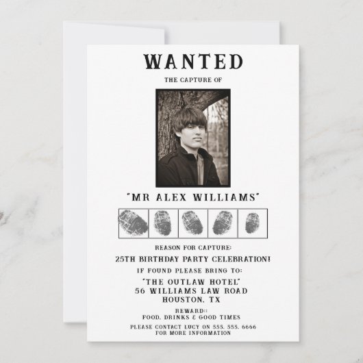 "Gezocht" Foto Verjaardagsfeest Kaart (Voorkant)