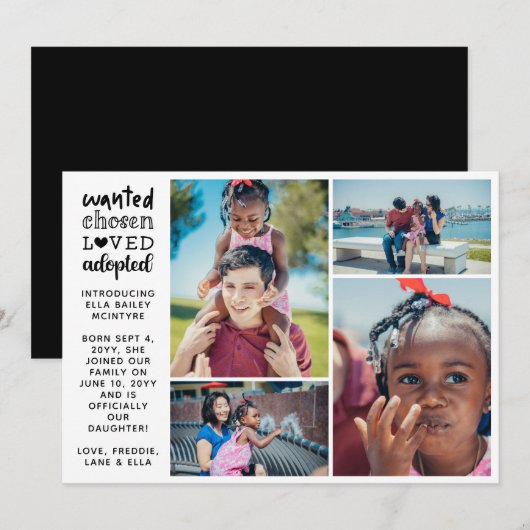 Gezocht gekozen Aangenomen 4 Foto collage Aankondiging (Voorkant / Achterkant)