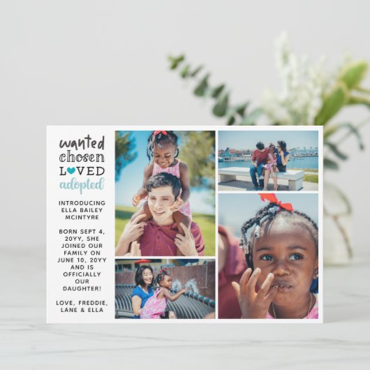 Gezocht gekozen Loved Blauwgroen Foto Collage Aankondiging (Staand voorkant)