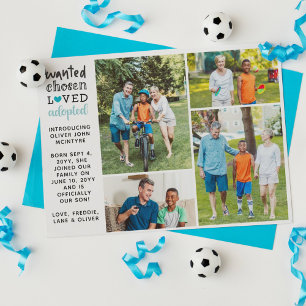 Gezocht gekozen Loved Blauwgroen Foto Collage Aankondiging