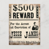 Gezocht Jesse James Briefkaart (Voorkant)