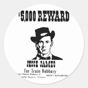 Gezocht Jesse James Ronde Sticker