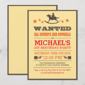 Gezocht land Westerne Cowboy Birthday Uitnodiging (Voorkant / Achterkant)