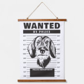 Gezocht Mugshot van Wire Haired Dachshund Hangend Wandkleed (Voorkant)