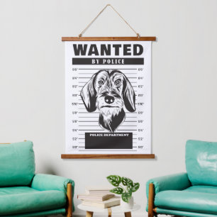 Gezocht Mugshot van Wire Haired Dachshund Hangend Wandkleed