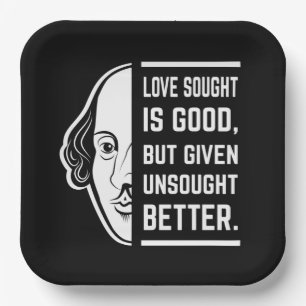 Gezocht naar liefde is goed Shakespeare Thespian Q Papieren Bordje