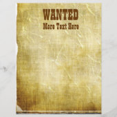 Gezocht Old West Theme Letterhead Stationery (Voorkant)