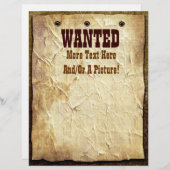 Gezocht Old West Theme Letterhead Stationery (Voorkant / Achterkant)
