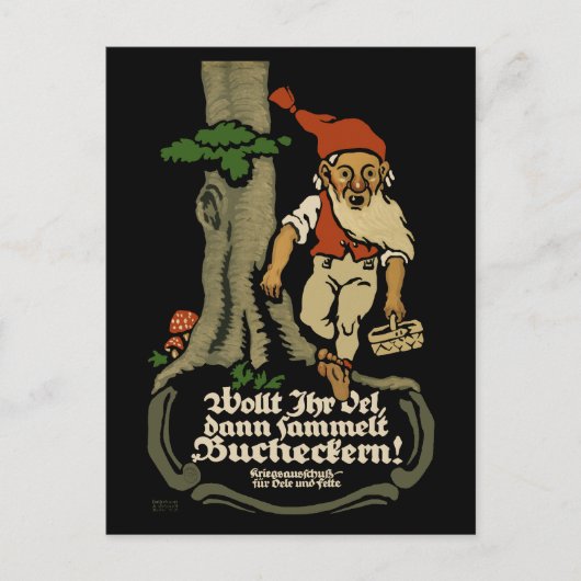 Gezocht-olie, beukennoten WW1-Briefkaart verzamele Briefkaart (Voorkant)