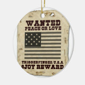 Gezocht, op vrede geïnspireerd tekstontwerp keramisch ornament (Links)