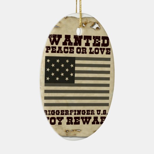 Gezocht, op vrede geïnspireerd tekstontwerp keramisch ornament (Rechts)