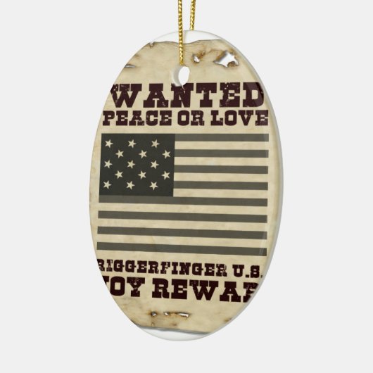 Gezocht, op vrede geïnspireerd tekstontwerp keramisch ornament (Links)