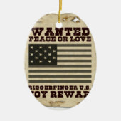 Gezocht, op vrede geïnspireerd tekstontwerp keramisch ornament (Voorkant)