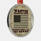 Gezocht, op vrede geïnspireerd tekstontwerp metalen ornament (Rechts)