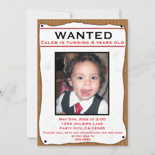 GEZOCHT Oude Westerne Fotoflyer feestuitnodiging Kaart (Voorkant)