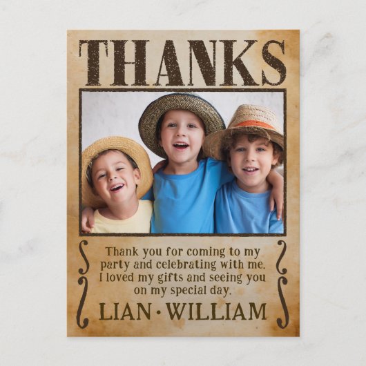 GEZOCHT! Piraten verjaardagsfeest Bedankt kaart (Voorkant)