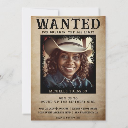 Gezocht Poster 50e verjaardagsfeest  foto Kaart (Voorkant)