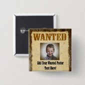 Gezocht Poster,  Afbeelding Lijst Vierkante Button 5,1 Cm (Voorkant /achterkant)