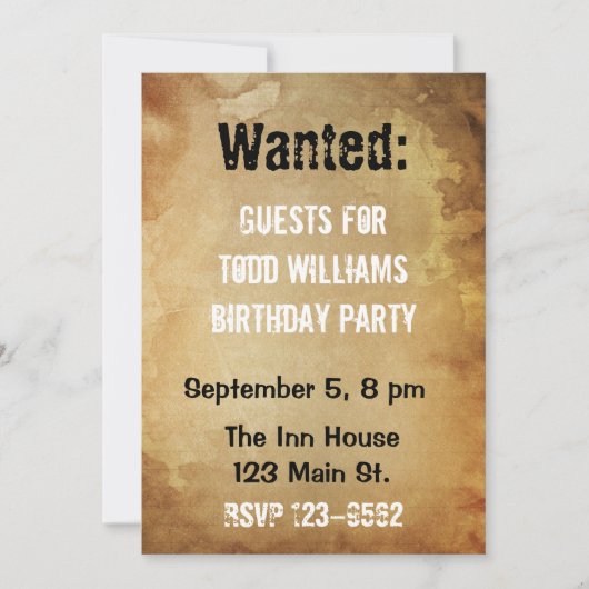 Gezocht Poster Birthday Uitnodiging (Voorkant)